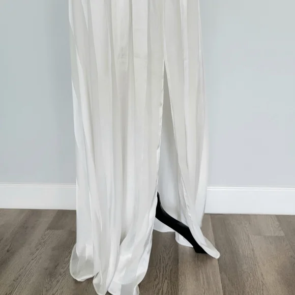 DOCE MARIA White Bridal Wedding Formal Beach Lace Sleeveless Zip Up Gown Small Women